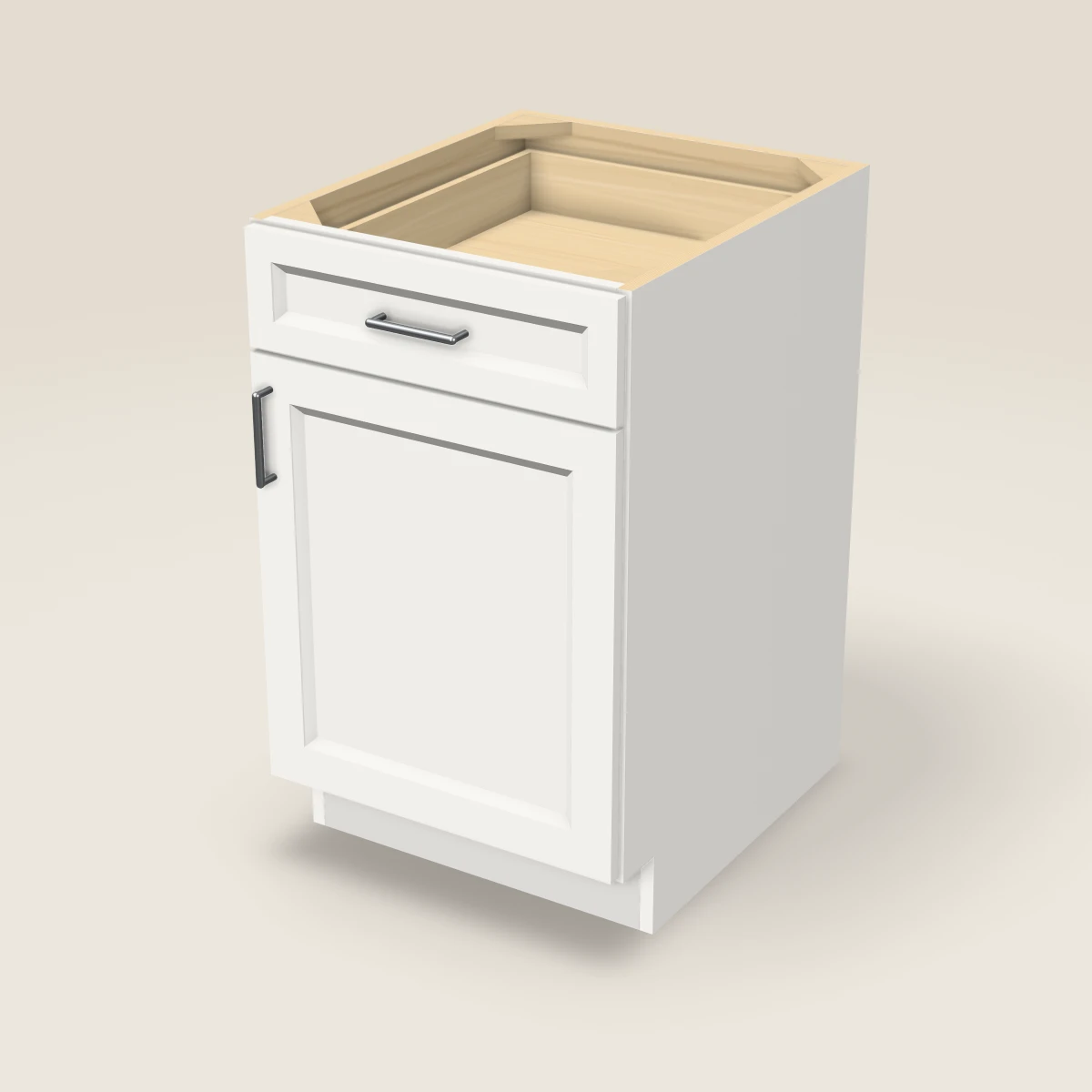 21" Single Door Single Drawer Base Cabinet, 3D picture