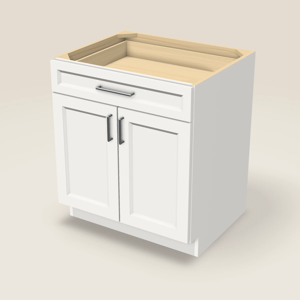 30" Double Door Single Drawer Base Cabinet, 3D picture