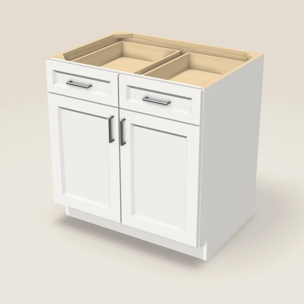 33" Double Door Double Drawer Base Cabinet, 3D picture