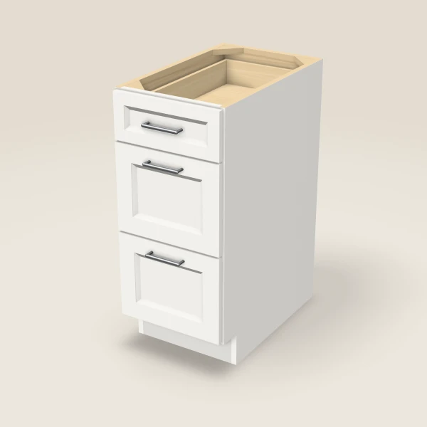15" Three Drawer Base Cabinet, 3D picture
