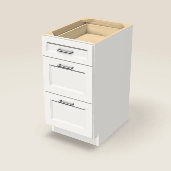 18" Three Drawer Base Cabinet, 3D picture