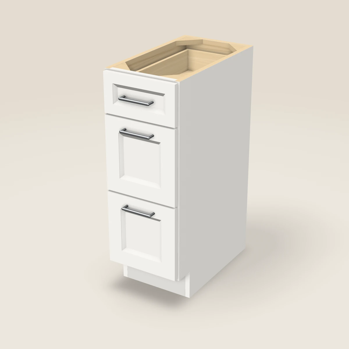 12" Three Drawer Vanity Cabinet, 3D picture