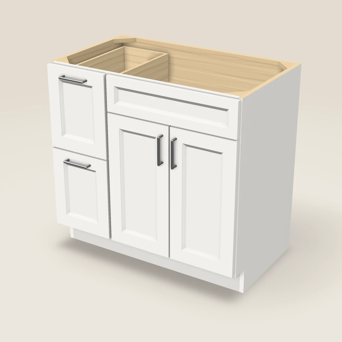 36" Double Door Double Drawer Vanity Cabinet, 3D picture