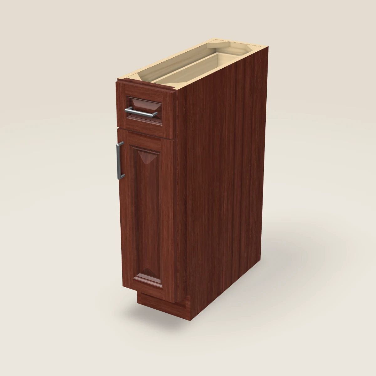 9" Single Door Single Drawer Base Cabinet, 3D picture