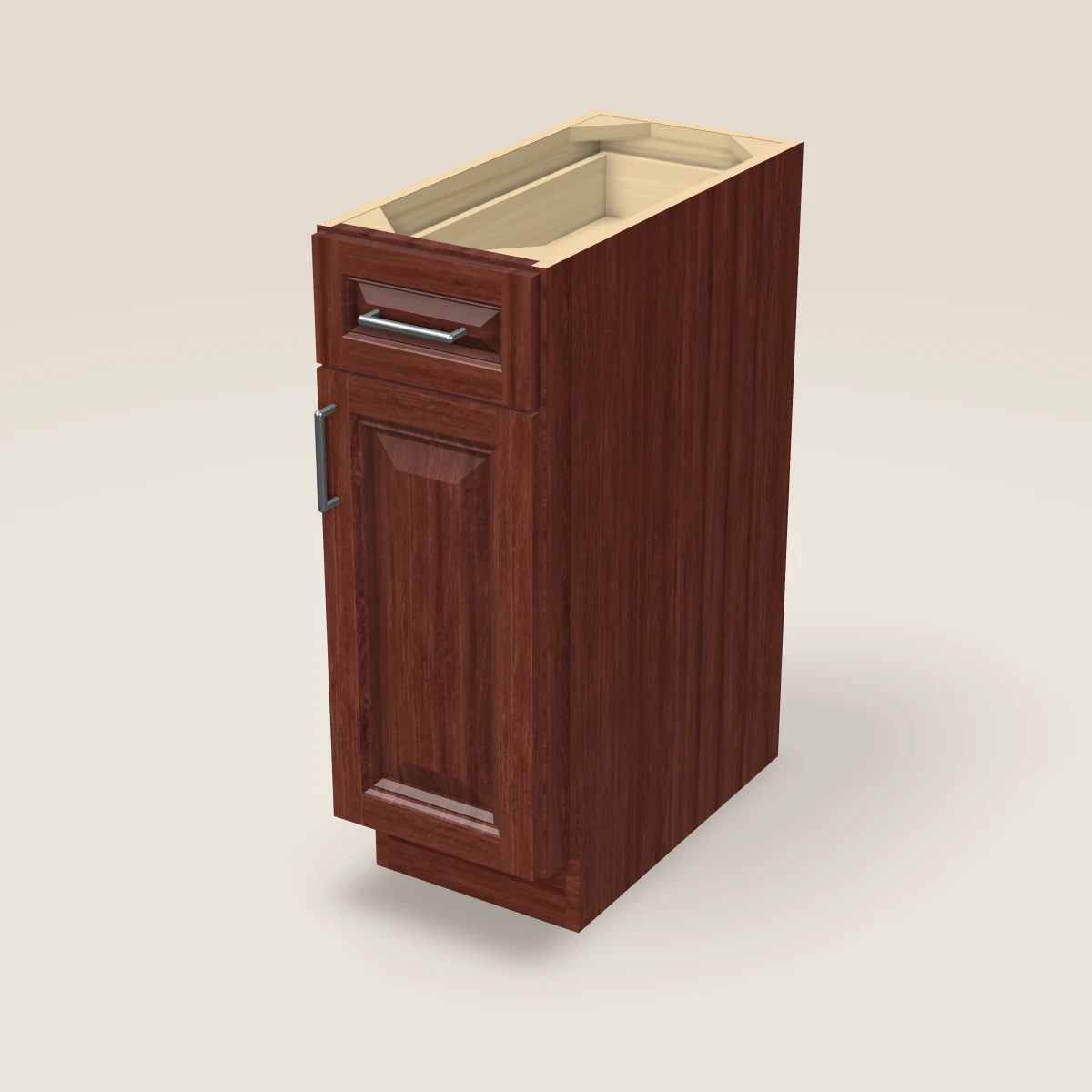 12" Single Door Single Drawer Base Cabinet, 3D picture