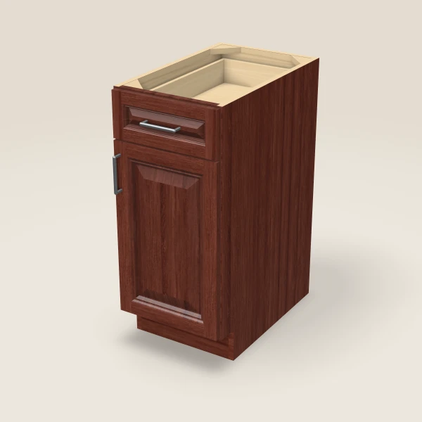 15" Single Door Single Drawer Base Cabinet, 3D picture