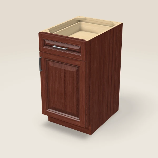 18" Single Door Single Drawer Base Cabinet, 3D picture