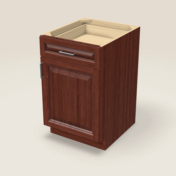 21" Single Door Single Drawer Base Cabinet, 3D picture
