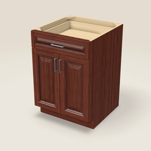 24" Double Door Single Drawer Base Cabinet, 3D picture