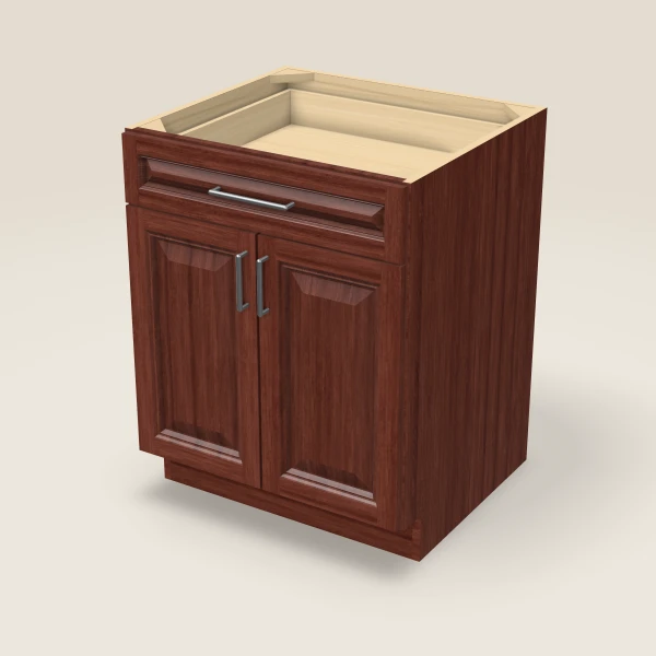 27" Double Door Single Drawer Base Cabinet, 3D picture