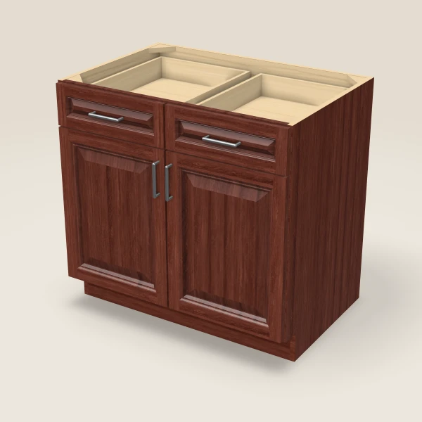 36" Double Door Double Drawer Base Cabinet, 3D picture