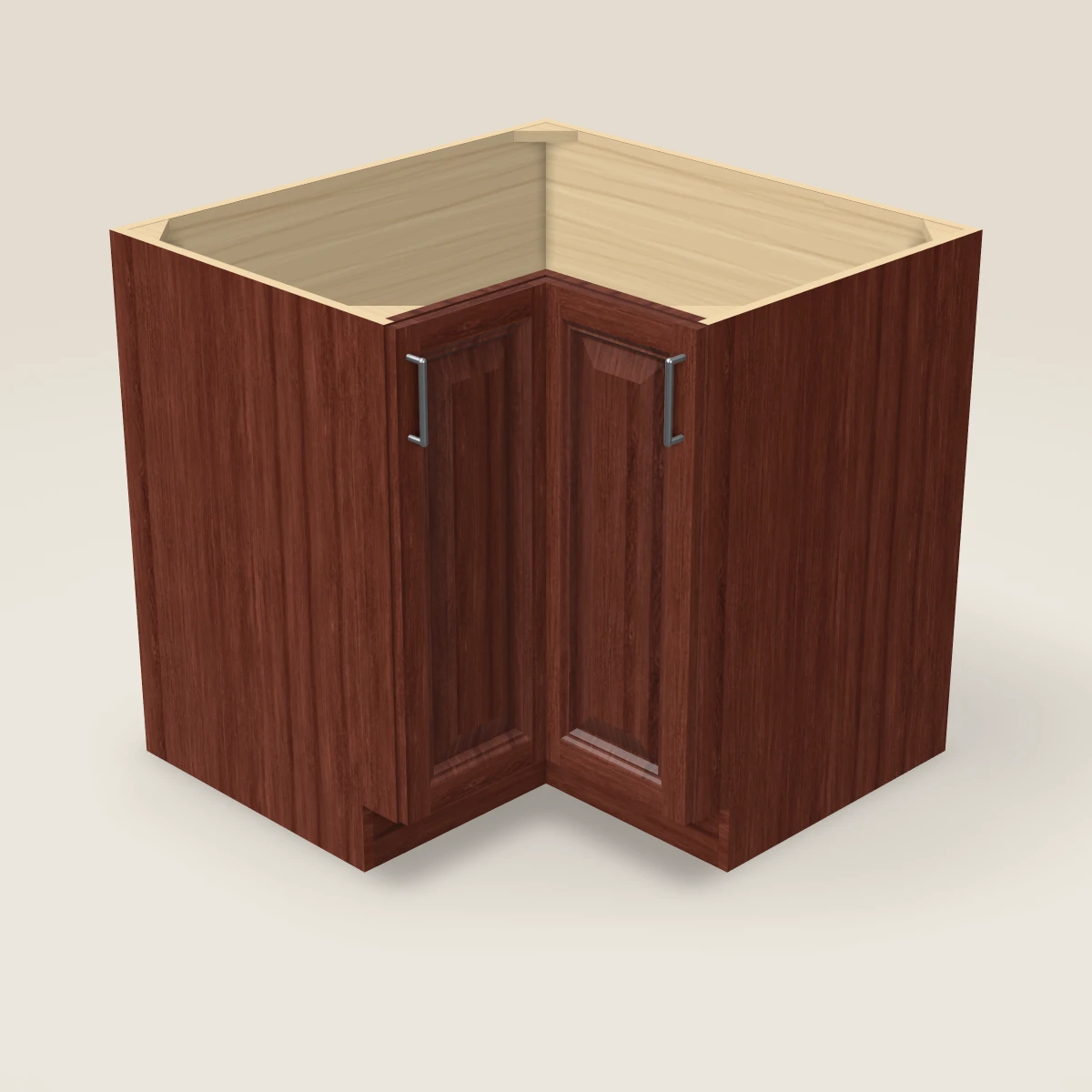 36" Base Corner Diagonal Lazy Susan Cabinet, 3D picture