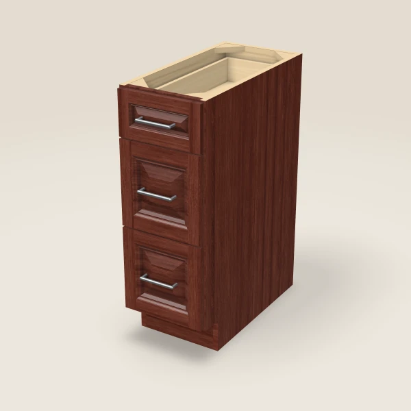 12" Three Drawer Base Cabinet, 3D picture