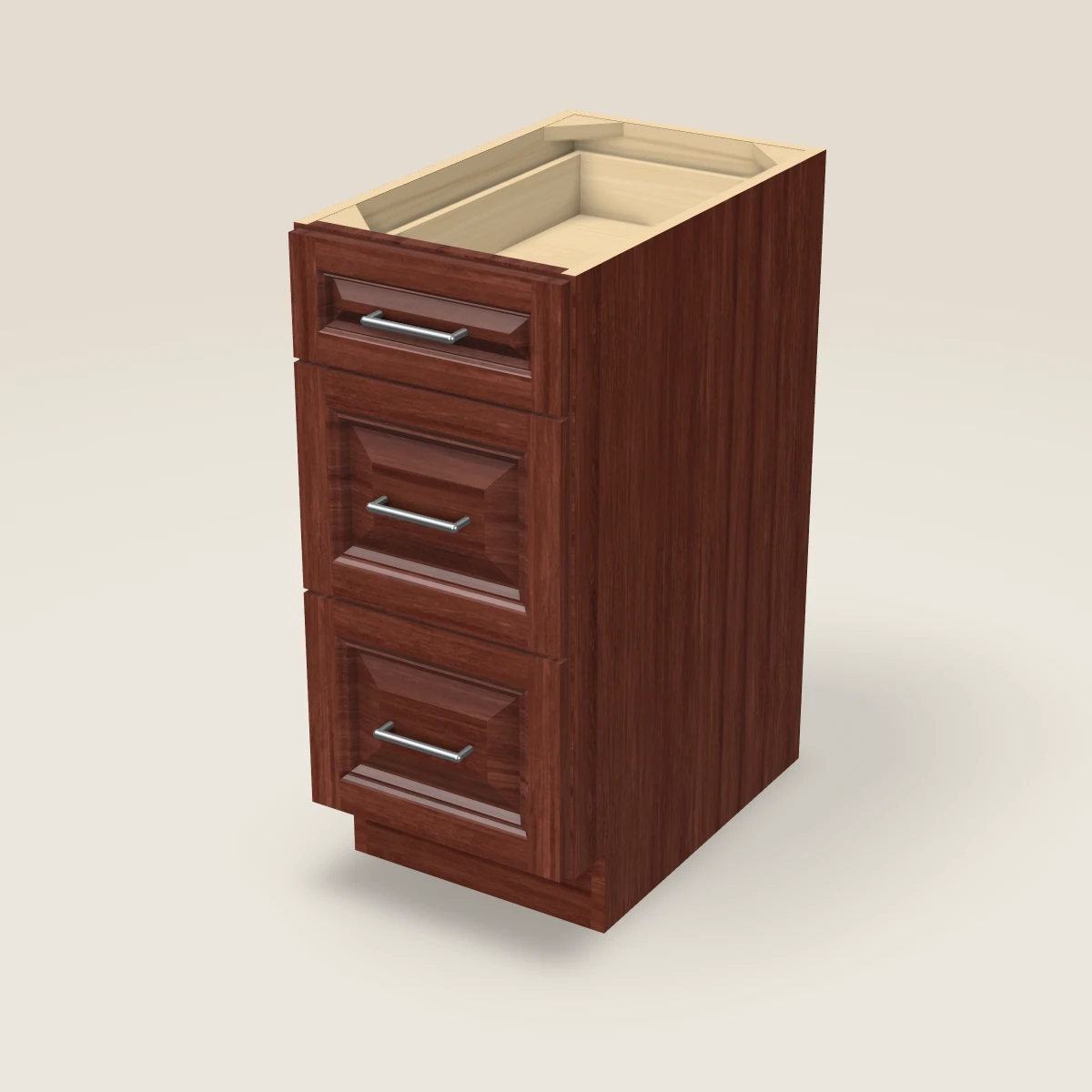 Gabinete base (tres cajones) de 15", imagen en 3D