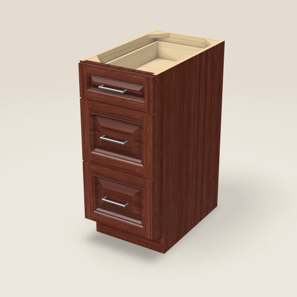 15" Three Drawer Base Cabinet, 3D picture