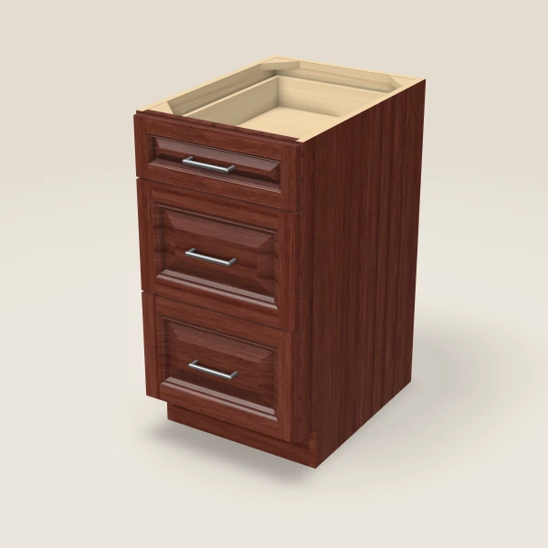 18" Three Drawer Base Cabinet, 3D picture