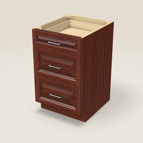 21" Three Drawer Base Cabinet, 3D picture