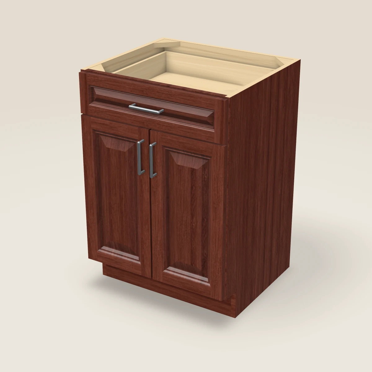 Tocador de baño (dos puertas) de 24", imagen en 3D