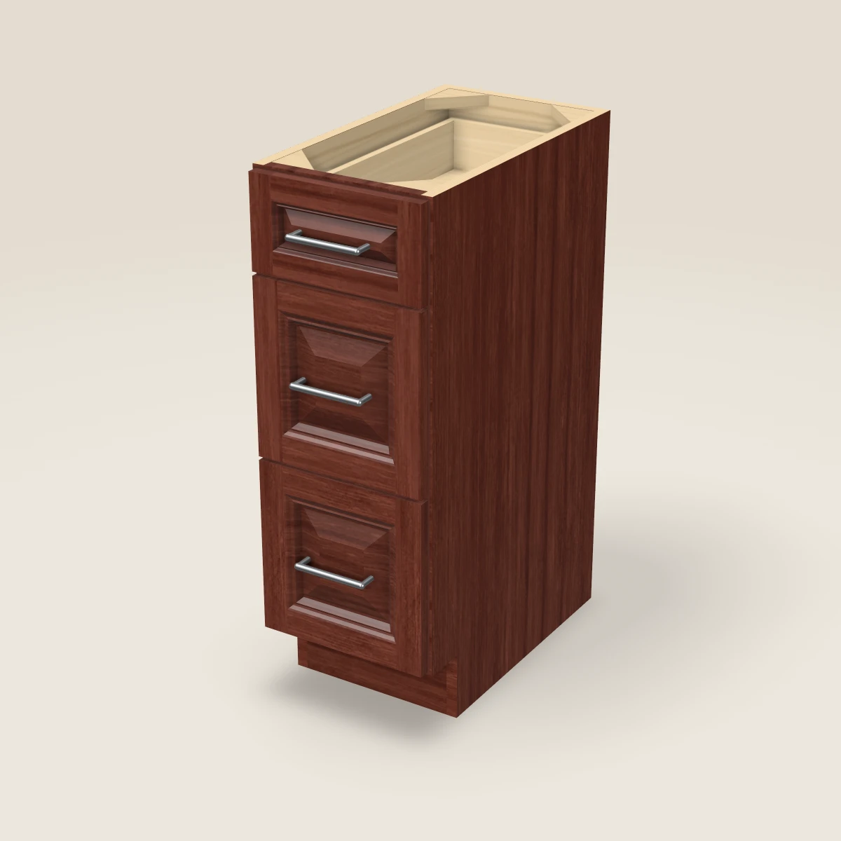 12" Three Drawer Vanity Cabinet, 3D picture