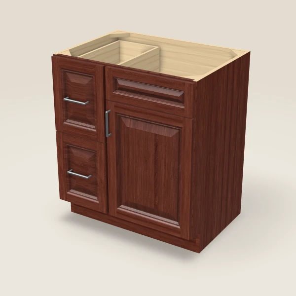 30" Single Door Double Drawer Vanity Cabinet, 3D picture