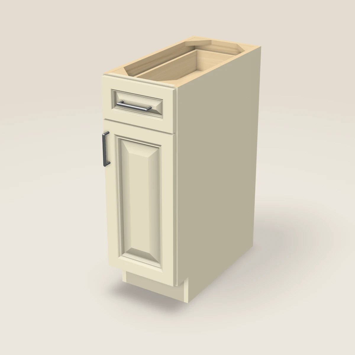 12" Single Door Single Drawer Base Cabinet, 3D picture