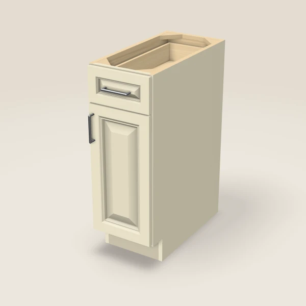 12" Single Door Single Drawer Base Cabinet, 3D picture