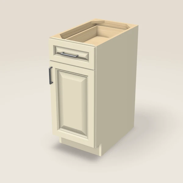 15" Single Door Single Drawer Base Cabinet, 3D picture