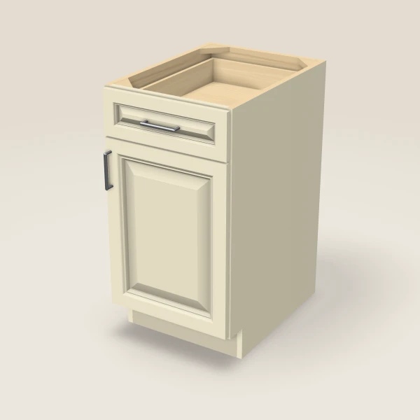 18" Single Door Single Drawer Base Cabinet, 3D picture
