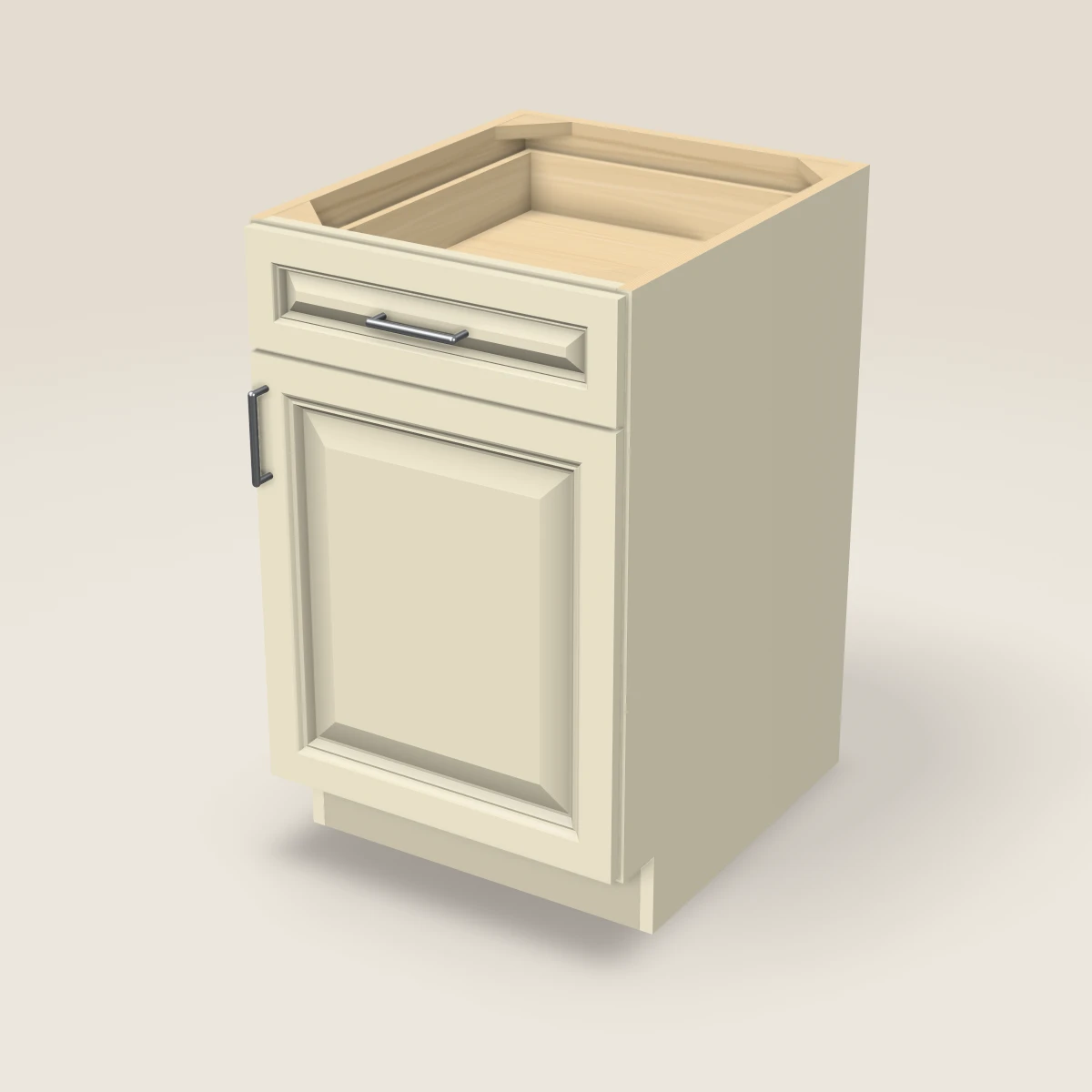 21" Single Door Single Drawer Base Cabinet, 3D picture