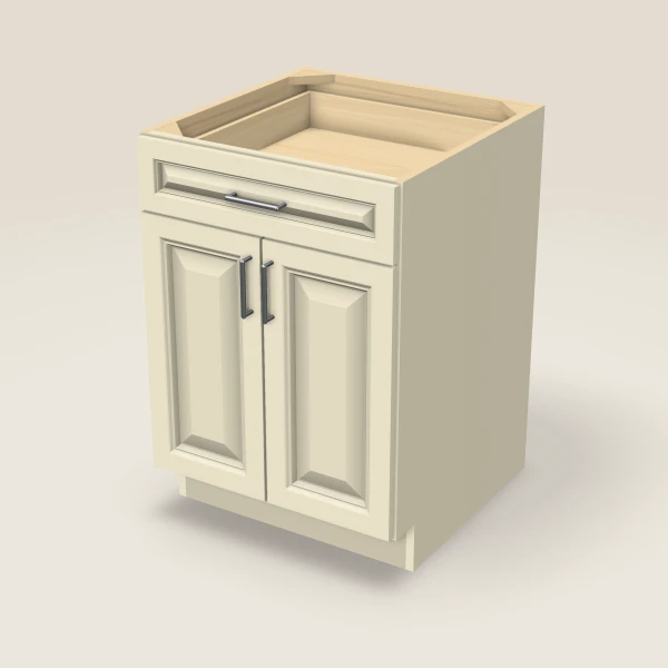 24" Double Door Single Drawer Base Cabinet, 3D picture