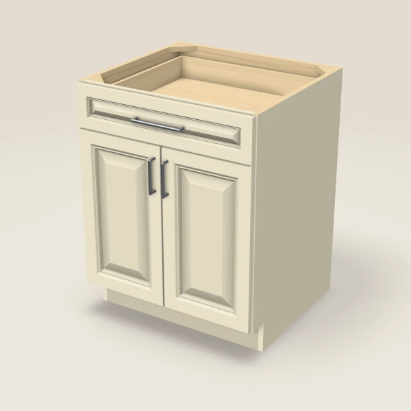 27" Double Door Single Drawer Base Cabinet, 3D picture
