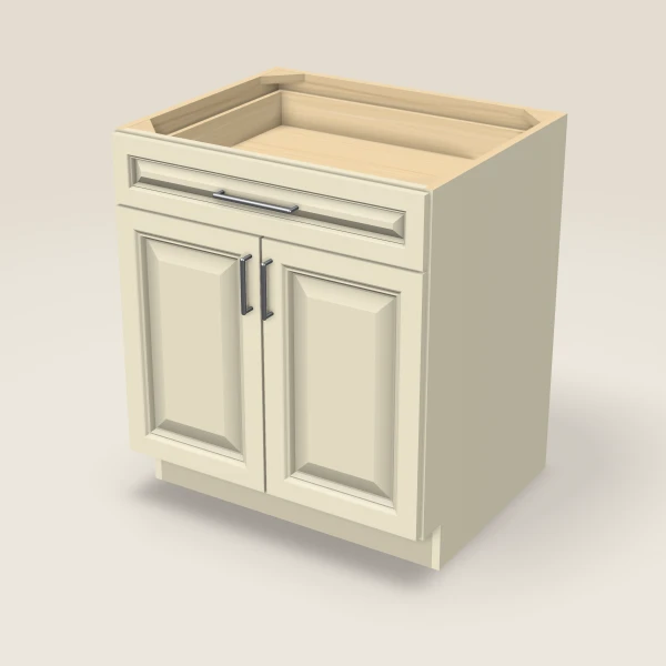 30" Double Door Single Drawer Base Cabinet, 3D picture