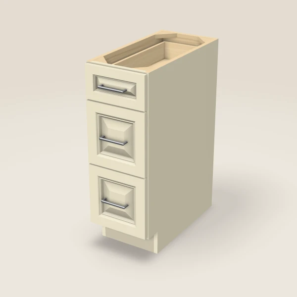 12" Three Drawer Base Cabinet, 3D picture