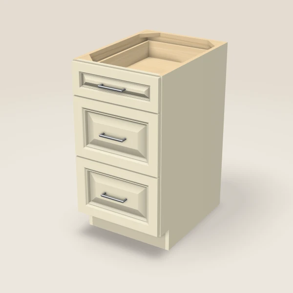 18" Three Drawer Base Cabinet, 3D picture