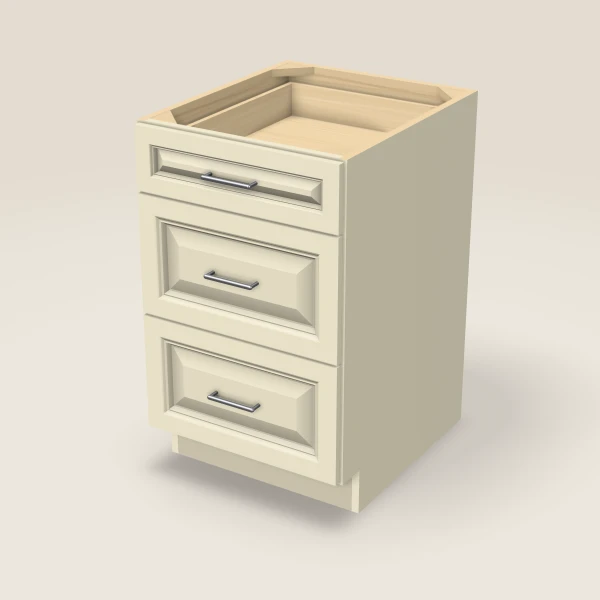 21" Three Drawer Base Cabinet, 3D picture