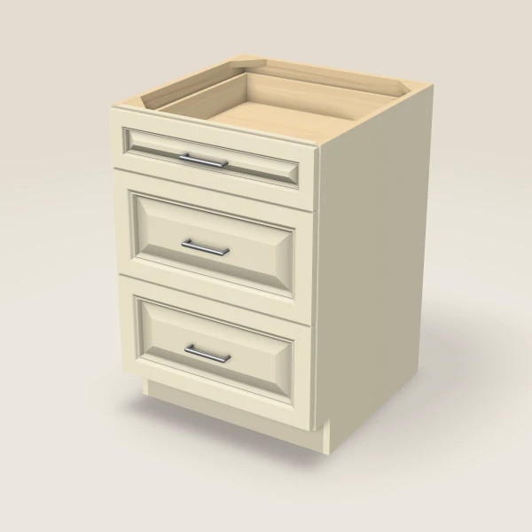 24" Three Drawer Base Cabinet, 3D picture