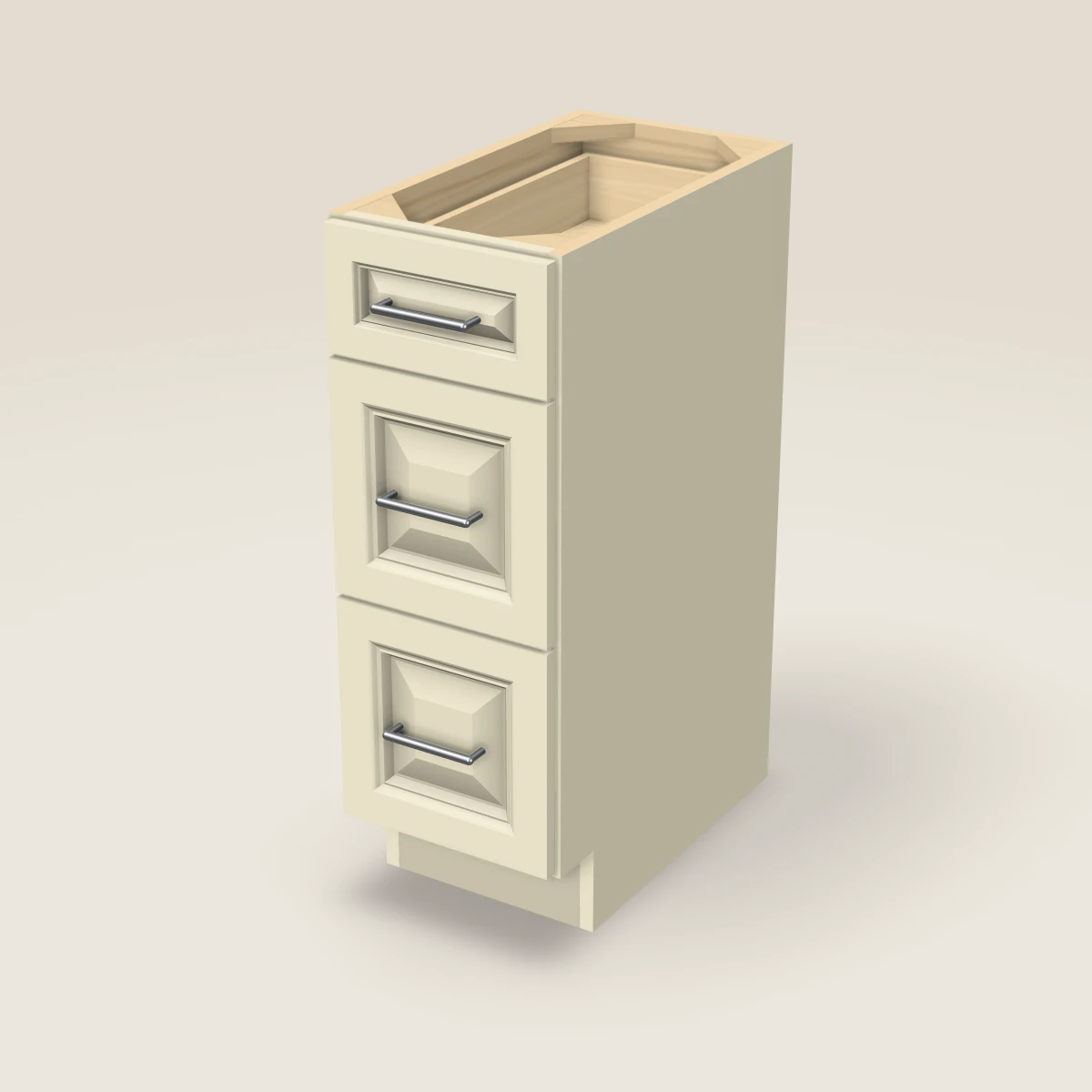 12" Three Drawer Vanity Cabinet, 3D picture