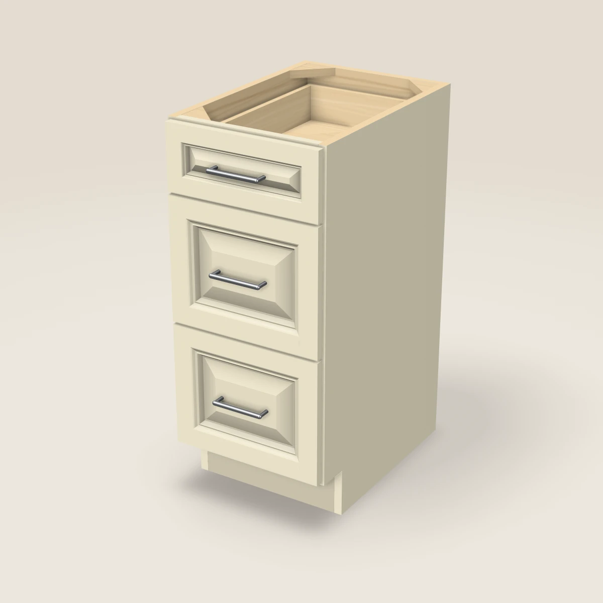 15" Three Drawer Vanity Cabinet, 3D picture