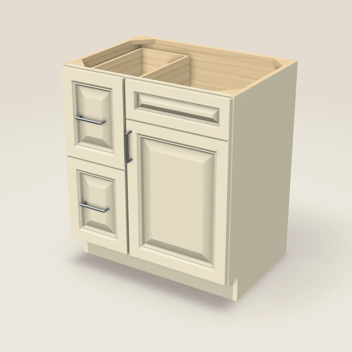 30" Single Door Double Drawer Vanity Cabinet, 3D picture
