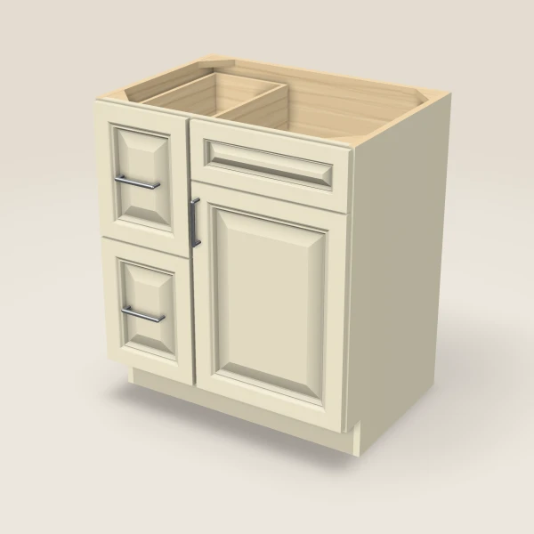 30" Single Door Double Drawer Vanity Cabinet, 3D picture