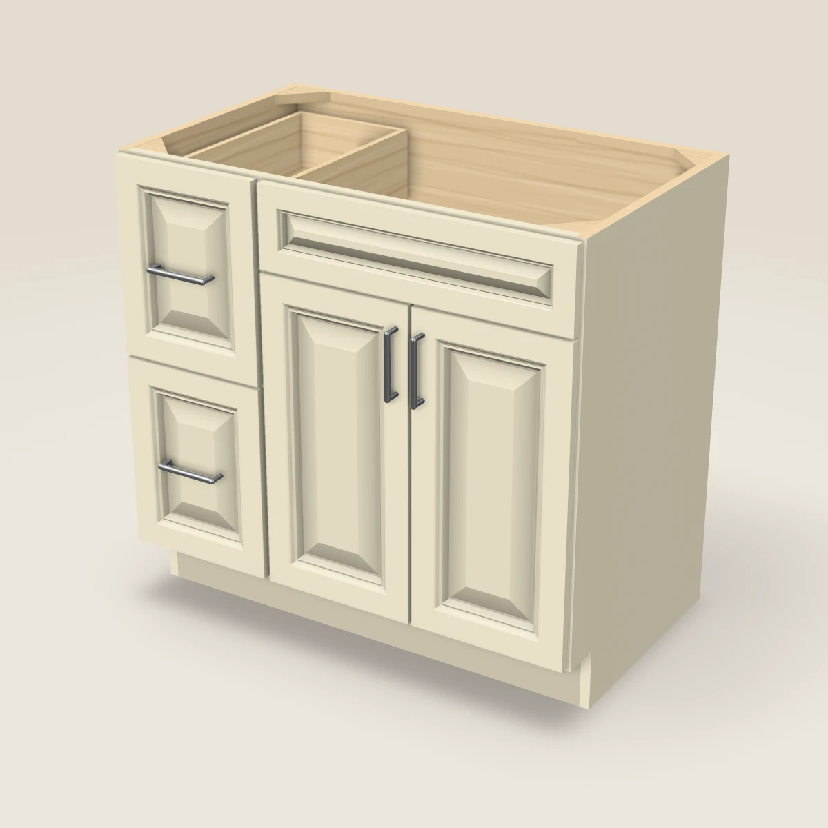 36" Double Door Double Drawer Vanity Cabinet, 3D picture