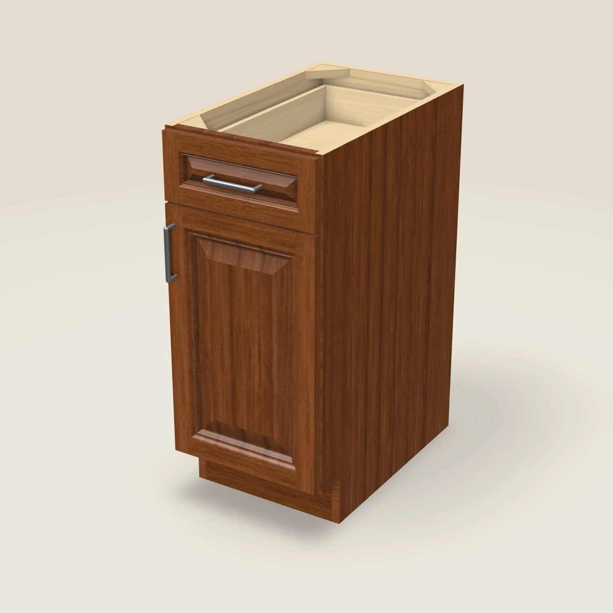 15" Single Door Single Drawer Base Cabinet, 3D picture