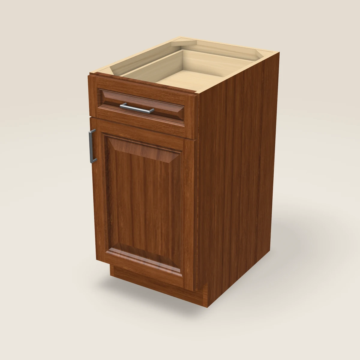 18" Single Door Single Drawer Base Cabinet, 3D picture