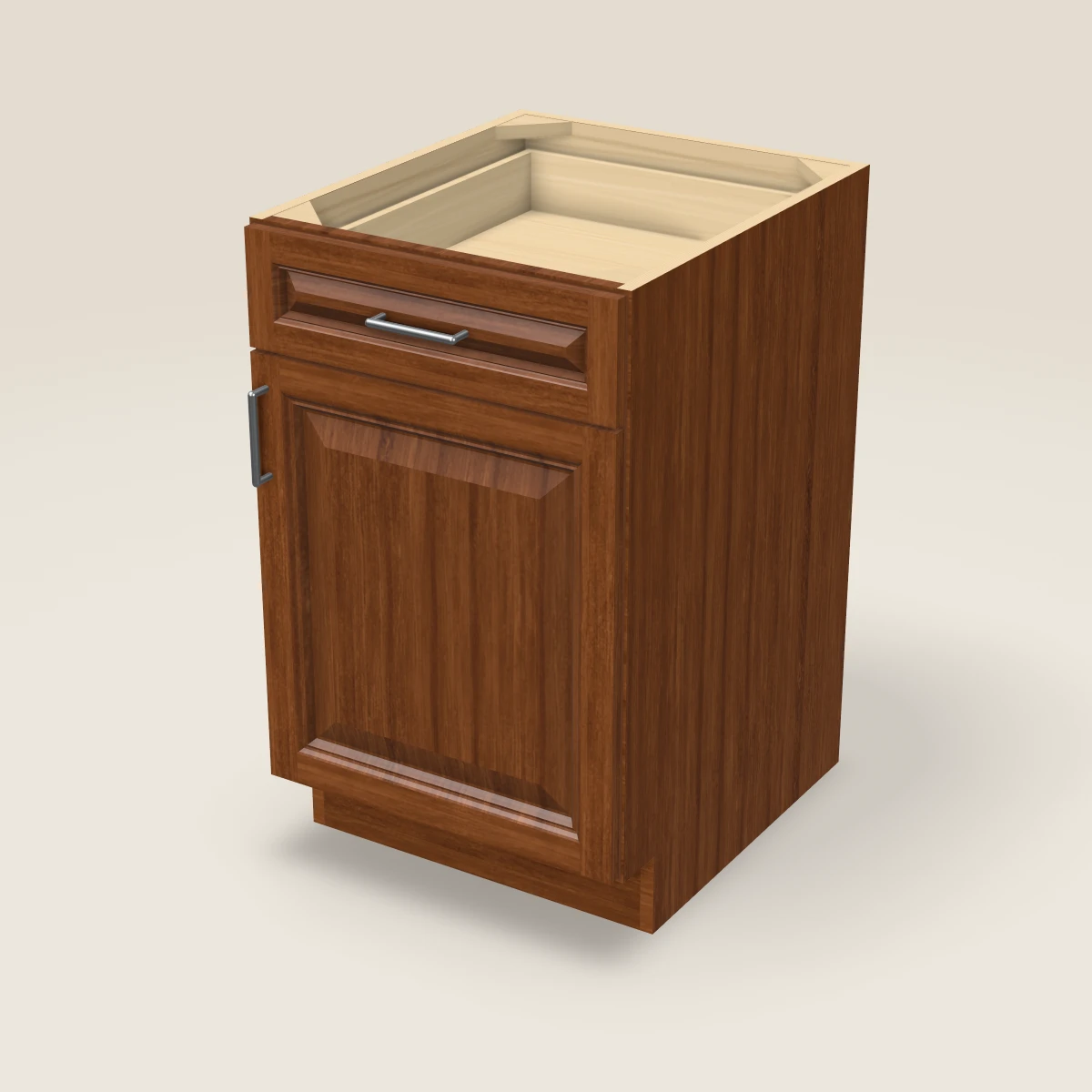 21" Single Door Single Drawer Base Cabinet, 3D picture