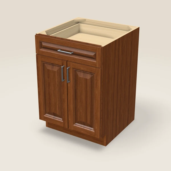 24" Double Door Single Drawer Base Cabinet, 3D picture