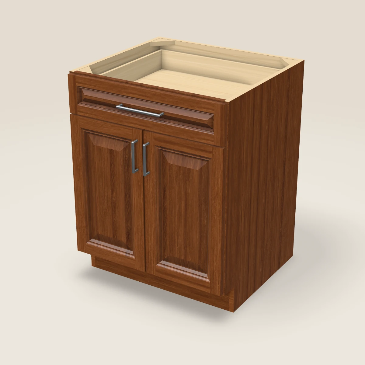 27" Double Door Single Drawer Base Cabinet, 3D picture