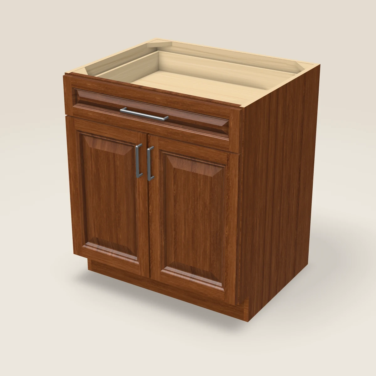 30" Double Door Single Drawer Base Cabinet, 3D picture