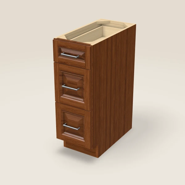 12" Three Drawer Base Cabinet, 3D picture