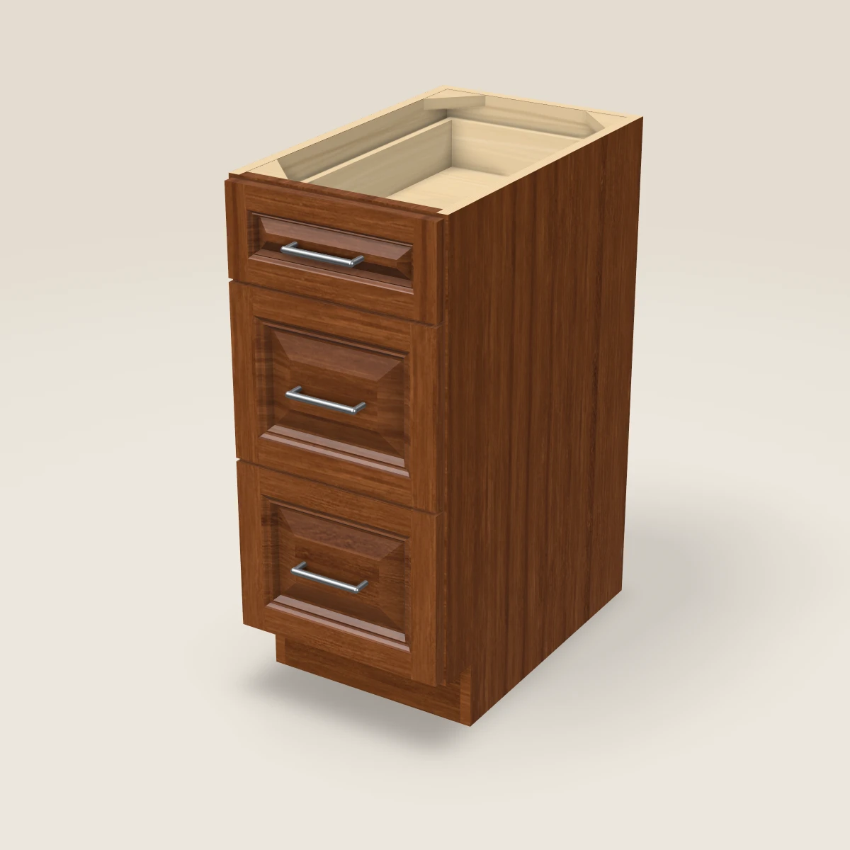 15" Three Drawer Base Cabinet, 3D picture