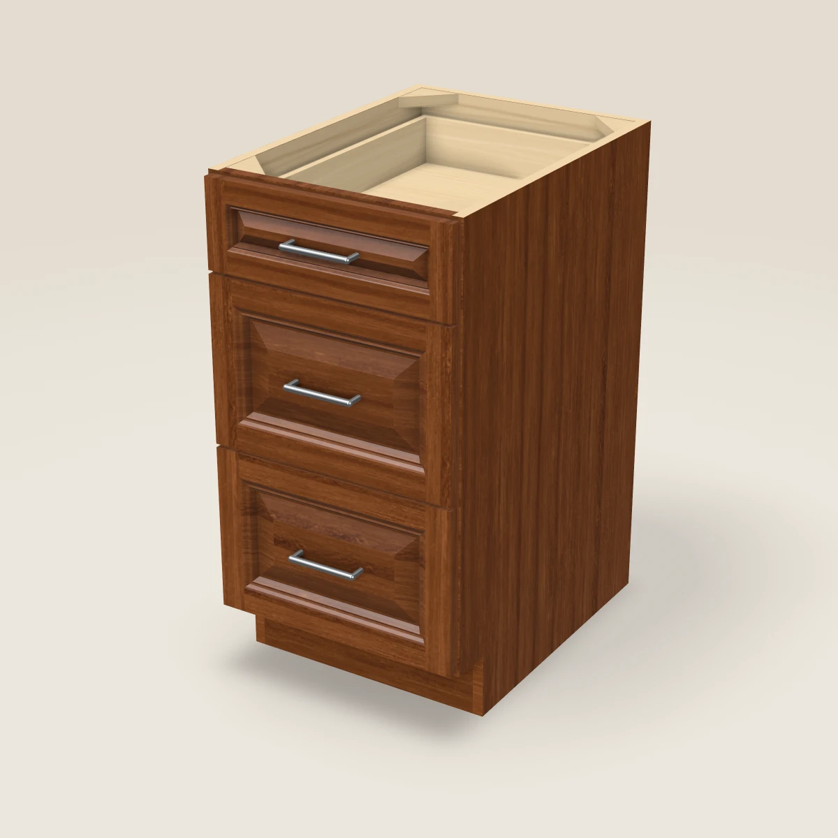 18" Three Drawer Base Cabinet, 3D picture